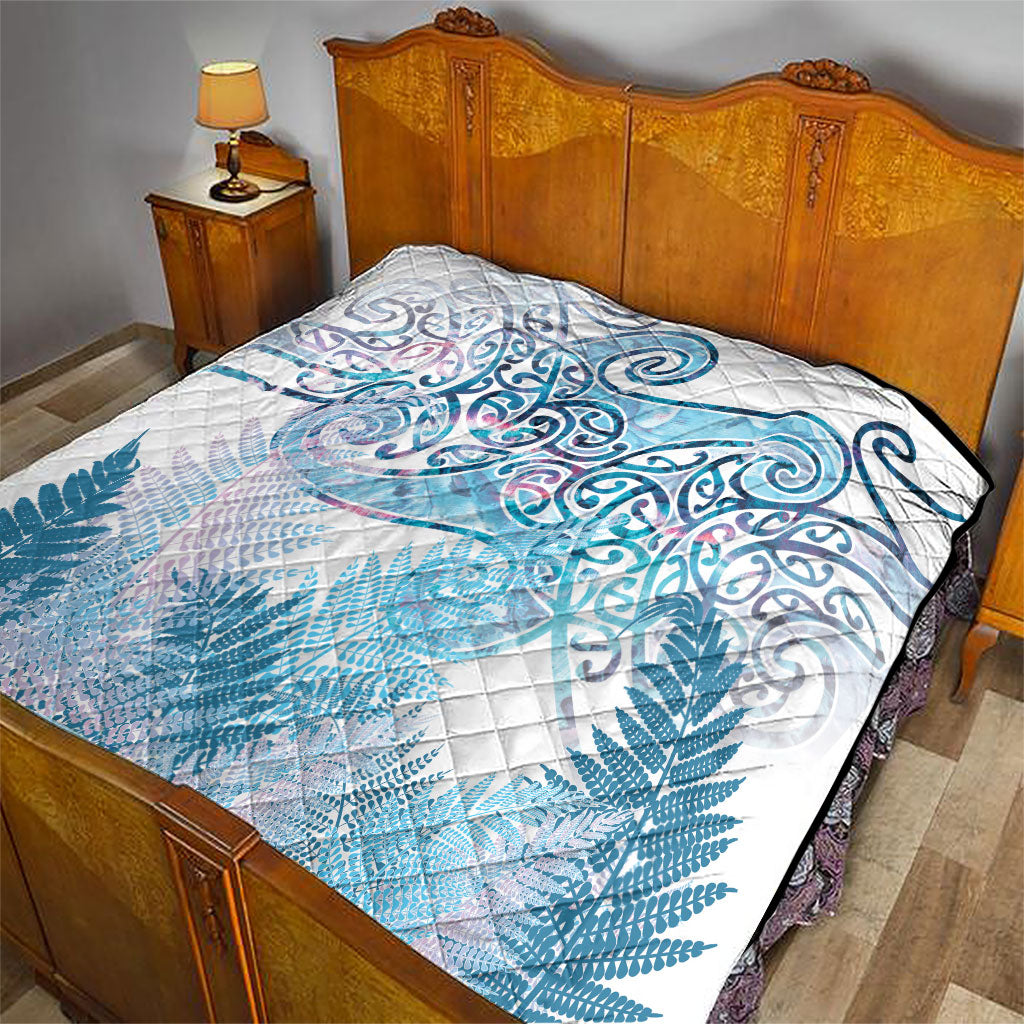 Aotearoa Maori Koru Curves Quilt Aqua Paua Shell