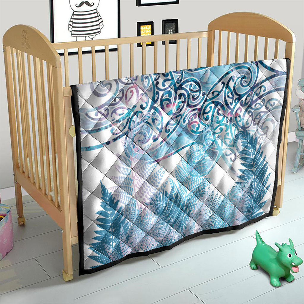 Aotearoa Maori Koru Curves Quilt Aqua Paua Shell