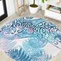 Aotearoa Maori Koru Curves Round Carpet Aqua Paua Shell