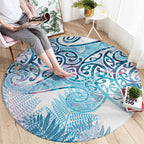 Aotearoa Maori Koru Curves Round Carpet Aqua Paua Shell