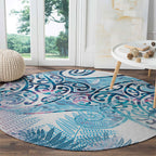 Aotearoa Maori Koru Curves Round Carpet Aqua Paua Shell