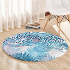 Aotearoa Maori Koru Curves Round Carpet Aqua Paua Shell