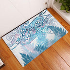 Aotearoa Maori Koru Curves Rubber Doormat Aqua Paua Shell