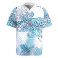 Aotearoa Maori Koru Curves Rugby Jersey Aqua Paua Shell