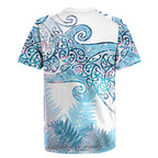 Aotearoa Maori Koru Curves Rugby Jersey Aqua Paua Shell