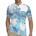 Aotearoa Maori Koru Curves Rugby Jersey Aqua Paua Shell