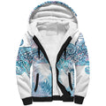 Aotearoa Maori Koru Curves Sherpa Hoodie Aqua Paua Shell