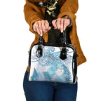 Aotearoa Maori Koru Curves Shoulder Handbag Aqua Paua Shell