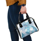 Aotearoa Maori Koru Curves Shoulder Handbag Aqua Paua Shell