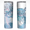 Aotearoa Maori Koru Curves Skinny Tumbler Aqua Paua Shell