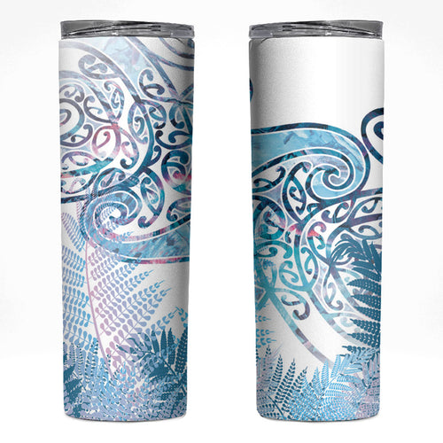 Aotearoa Maori Koru Curves Skinny Tumbler Aqua Paua Shell