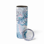 Aotearoa Maori Koru Curves Skinny Tumbler Aqua Paua Shell
