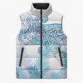 Aotearoa Maori Koru Curves Sleeveless Puffer Jacket Aqua Paua Shell