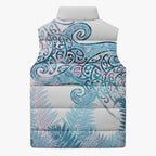 Aotearoa Maori Koru Curves Sleeveless Puffer Jacket Aqua Paua Shell