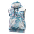 Aotearoa Maori Koru Curves Sleeveless Zip Hoodie Aqua Paua Shell