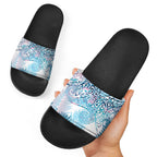 Aotearoa Maori Koru Curves Slide Sandals Aqua Paua Shell