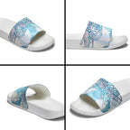 Aotearoa Maori Koru Curves Slide Sandals Aqua Paua Shell