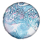 Aotearoa Maori Koru Curves Spare Tire Cover Aqua Paua Shell