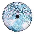 Aotearoa Maori Koru Curves Spare Tire Cover Aqua Paua Shell