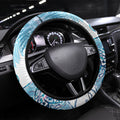 Aotearoa Maori Koru Curves Steering Wheel Cover Aqua Paua Shell