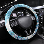 Aotearoa Maori Koru Curves Steering Wheel Cover Aqua Paua Shell