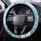Aotearoa Maori Koru Curves Steering Wheel Cover Aqua Paua Shell