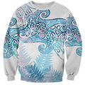 Aotearoa Maori Koru Curves Sweatshirt Aqua Paua Shell
