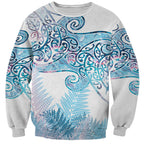 Aotearoa Maori Koru Curves Sweatshirt Aqua Paua Shell