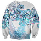 Aotearoa Maori Koru Curves Sweatshirt Aqua Paua Shell