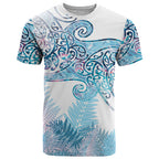 Aotearoa Maori Koru Curves T Shirt Aqua Paua Shell