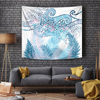 Aotearoa Maori Koru Curves Tapestry Aqua Paua Shell