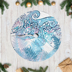 Aotearoa Maori Koru Curves Tree Skirt Aqua Paua Shell