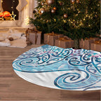 Aotearoa Maori Koru Curves Tree Skirt Aqua Paua Shell