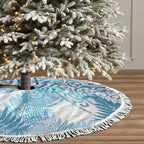 Aotearoa Maori Koru Curves Tree Skirt Aqua Paua Shell