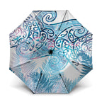 Aotearoa Maori Koru Curves Umbrella Aqua Paua Shell