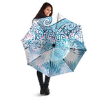 Aotearoa Maori Koru Curves Umbrella Aqua Paua Shell