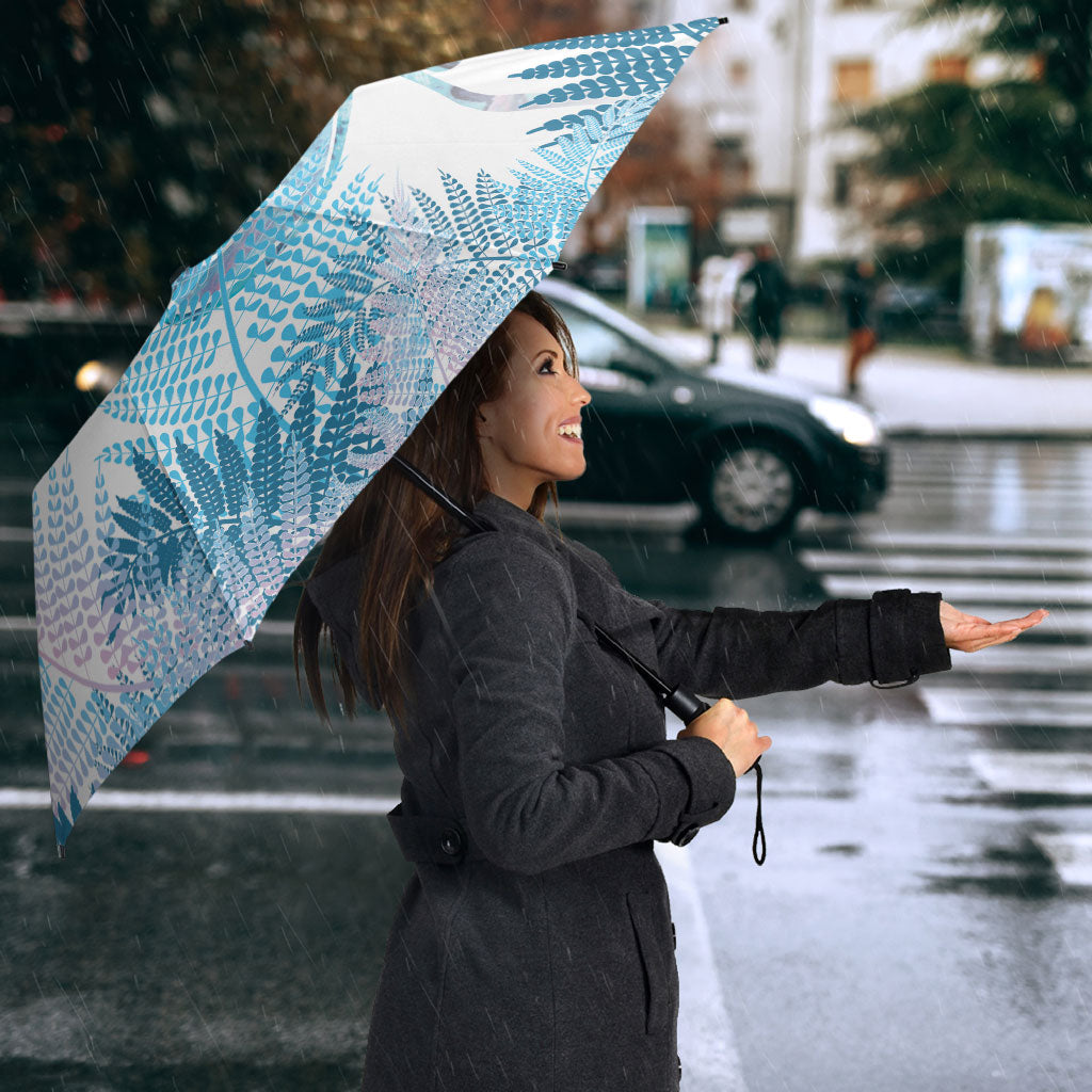 Aotearoa Maori Koru Curves Umbrella Aqua Paua Shell
