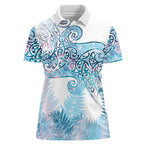 Aotearoa Maori Koru Curves Women Polo Shirt Aqua Paua Shell