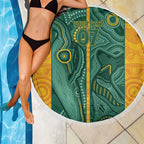 Australia 2024 Custom Beach Blanket Aboriginal GO Team Aussie