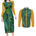 Australia 2024 Custom Couples Matching Long Sleeve Bodycon Dress and Long Sleeve Button Shirt Aboriginal GO Team Aussie