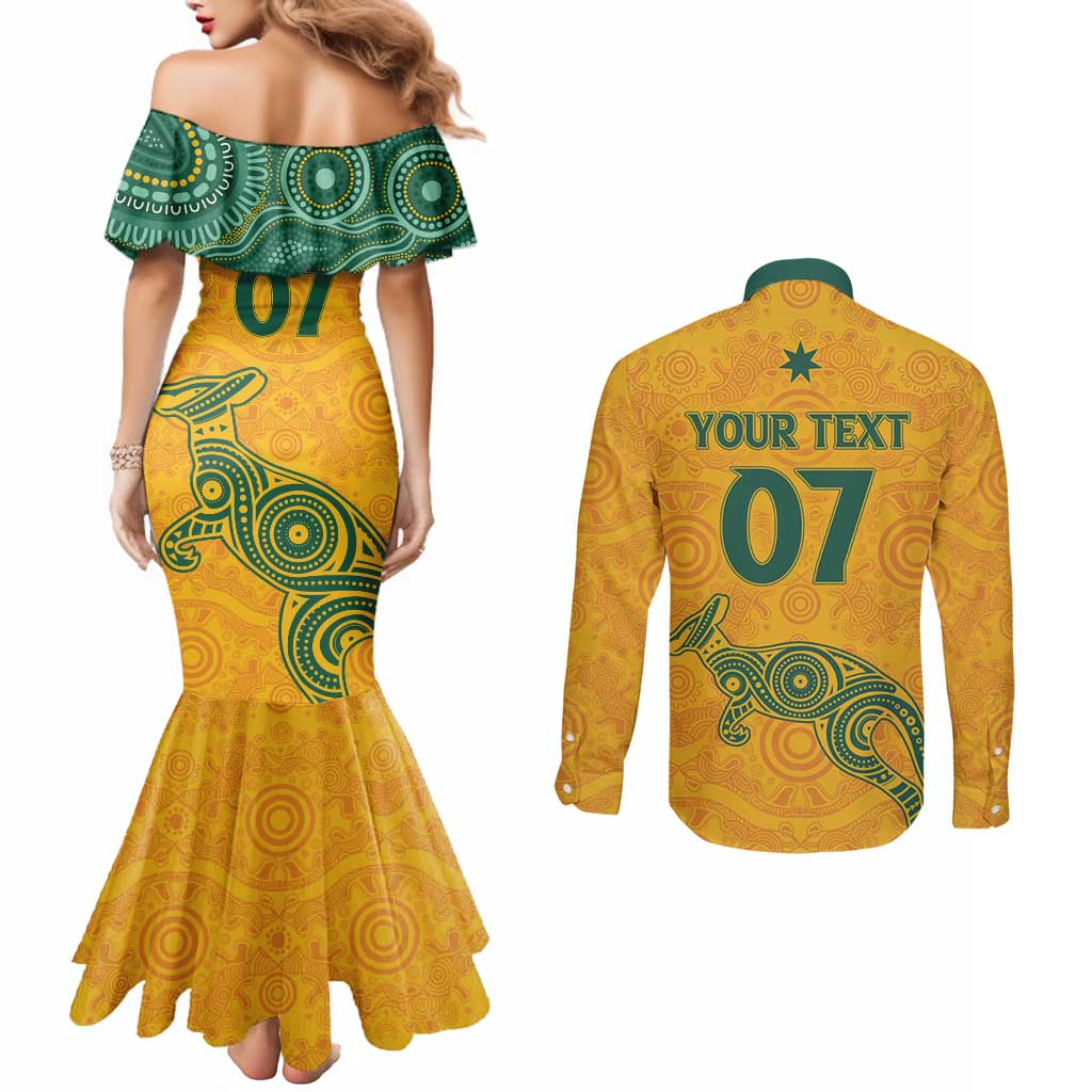 Australia 2024 Custom Couples Matching Mermaid Dress and Long Sleeve Button Shirt Aboriginal GO Team Aussie
