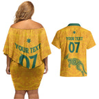 Australia 2024 Custom Couples Matching Off Shoulder Short Dress and Hawaiian Shirt Aboriginal GO Team Aussie