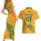 Australia 2024 Custom Couples Matching Short Sleeve Bodycon Dress and Hawaiian Shirt Aboriginal GO Team Aussie