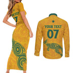Australia 2024 Custom Couples Matching Short Sleeve Bodycon Dress and Long Sleeve Button Shirt Aboriginal GO Team Aussie