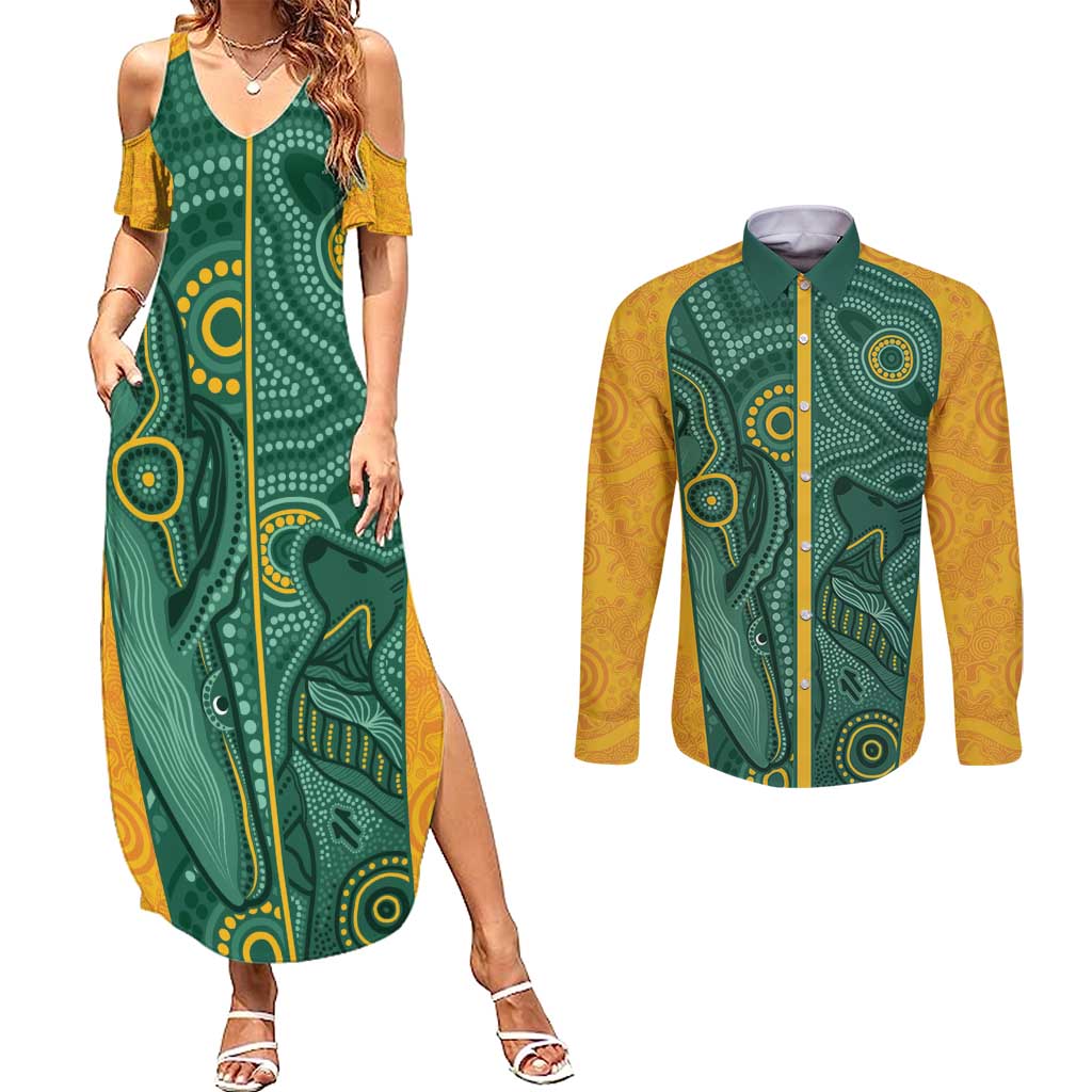Australia 2024 Custom Couples Matching Summer Maxi Dress and Long Sleeve Button Shirt Aboriginal GO Team Aussie