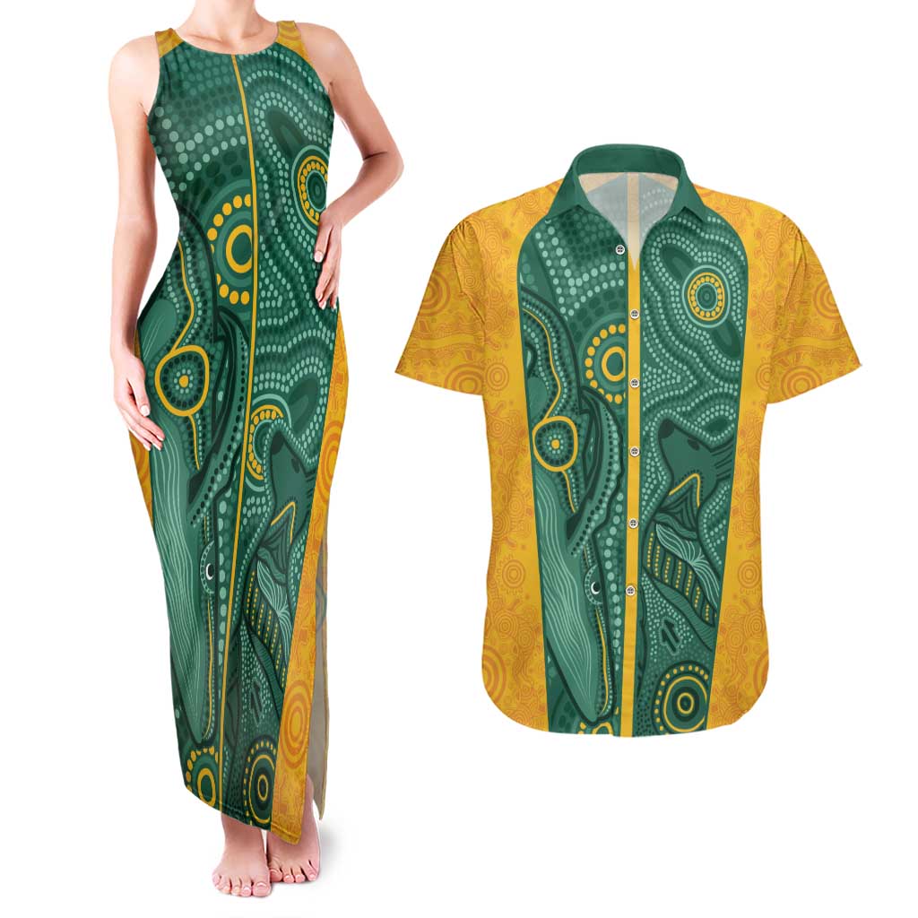 Australia 2024 Custom Couples Matching Tank Maxi Dress and Hawaiian Shirt Aboriginal GO Team Aussie