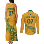 Australia 2024 Custom Couples Matching Tank Maxi Dress and Long Sleeve Button Shirt Aboriginal GO Team Aussie