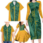 Australia 2024 Custom Family Matching Long Sleeve Bodycon Dress and Hawaiian Shirt Aboriginal GO Team Aussie