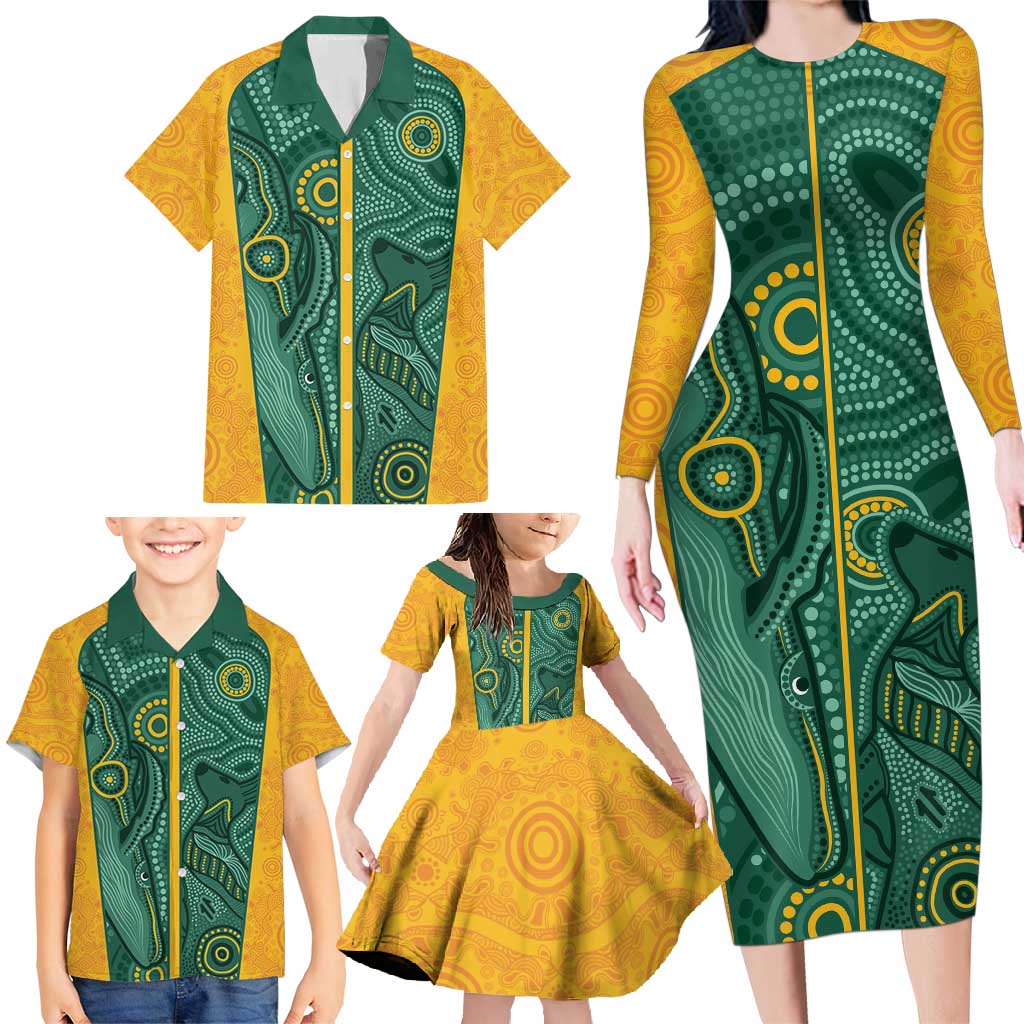 Australia 2024 Custom Family Matching Long Sleeve Bodycon Dress and Hawaiian Shirt Aboriginal GO Team Aussie
