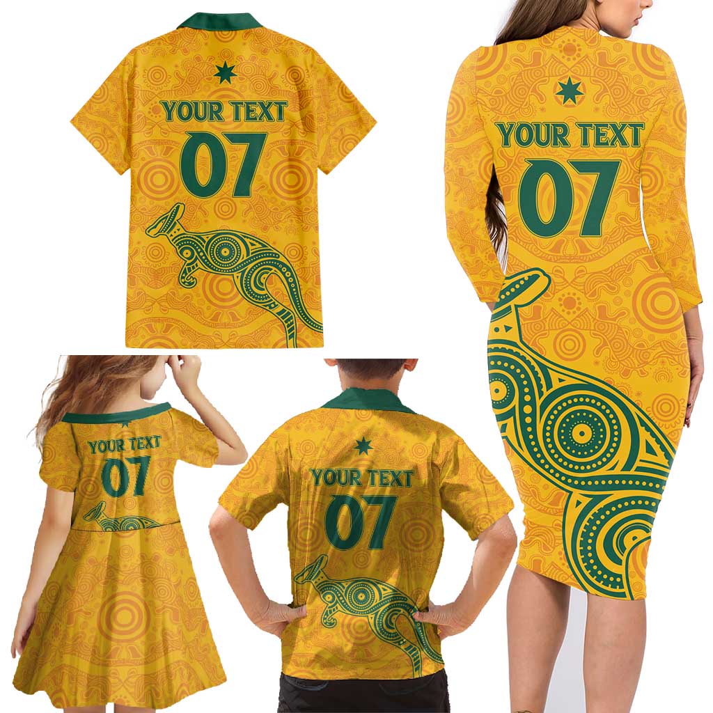 Australia 2024 Custom Family Matching Long Sleeve Bodycon Dress and Hawaiian Shirt Aboriginal GO Team Aussie